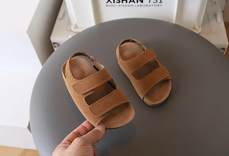 2026 Brand Children's Suede Sandals with Arch Support Summer Boys Slip-On Beach Shoes Casual Baby Girl Water Shoes Child