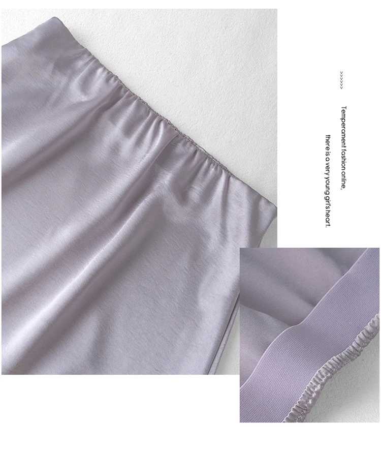 Fashion Solid Satin Skirt,Elastic Stretch High-Waist Elegant Flowing Texture A-Line Short Skirt,For Women's Home Office Wear