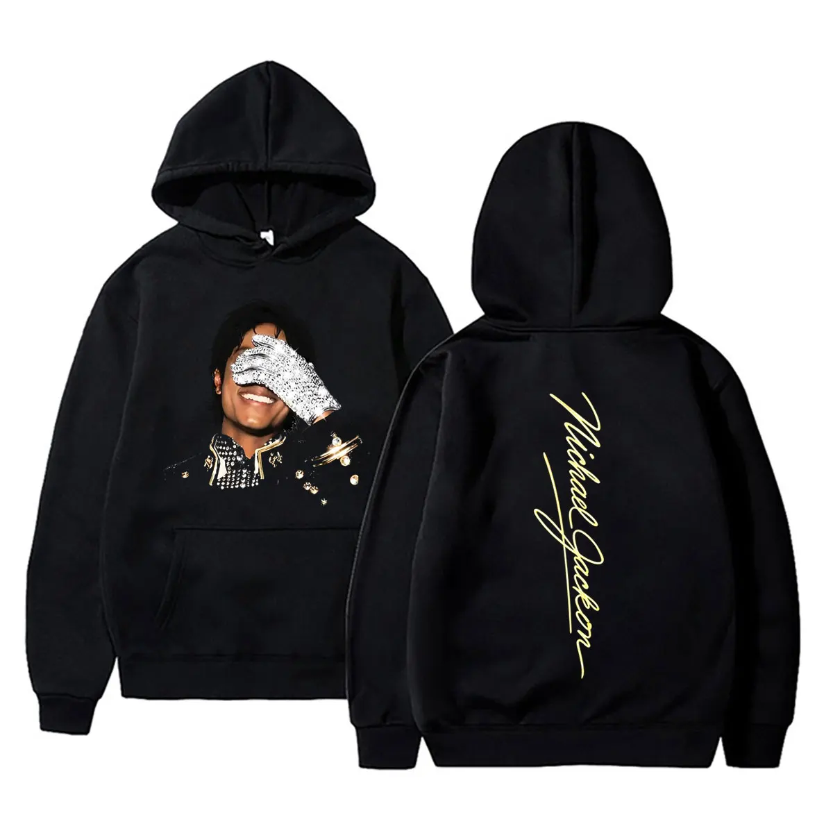 Michael Jackson Face Graphic Hoodie Men Women Retro Gothic Rock Sweatshirt Men's Fashion Hip Hop Oversized Pullover Streetwear