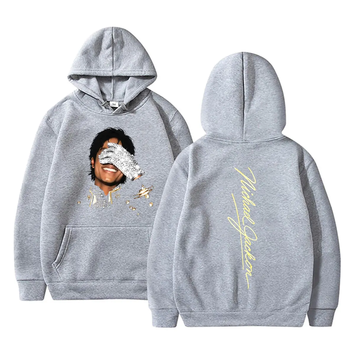 Michael Jackson Face Graphic Hoodie Men Women Retro Gothic Rock Sweatshirt Men's Fashion Hip Hop Oversized Pullover Streetwear