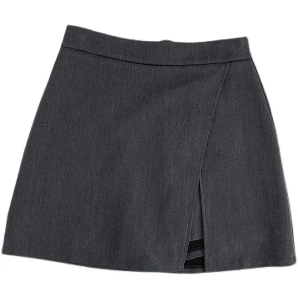 2026 Black Grey Irregular Skirt A-line Women High Waist Skirt Korean Fashion Zipper All Matched Shorts Skirts vintage for women