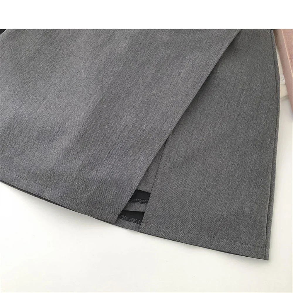 2026 Black Grey Irregular Skirt A-line Women High Waist Skirt Korean Fashion Zipper All Matched Shorts Skirts vintage for women
