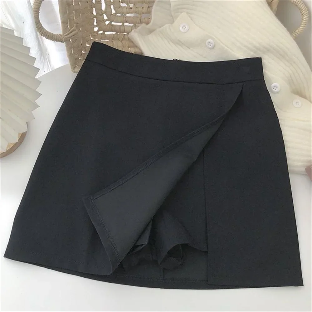 2026 Black Grey Irregular Skirt A-line Women High Waist Skirt Korean Fashion Zipper All Matched Shorts Skirts vintage for women