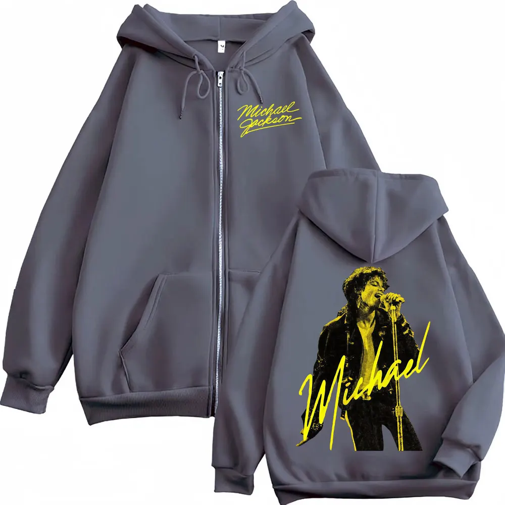 The King of Pop Michael Jackson Zip Up Hoodies Men Women Fashion Gothic Jacket Sweatshirts Fleece Casual Zipper Pullovers Coats
