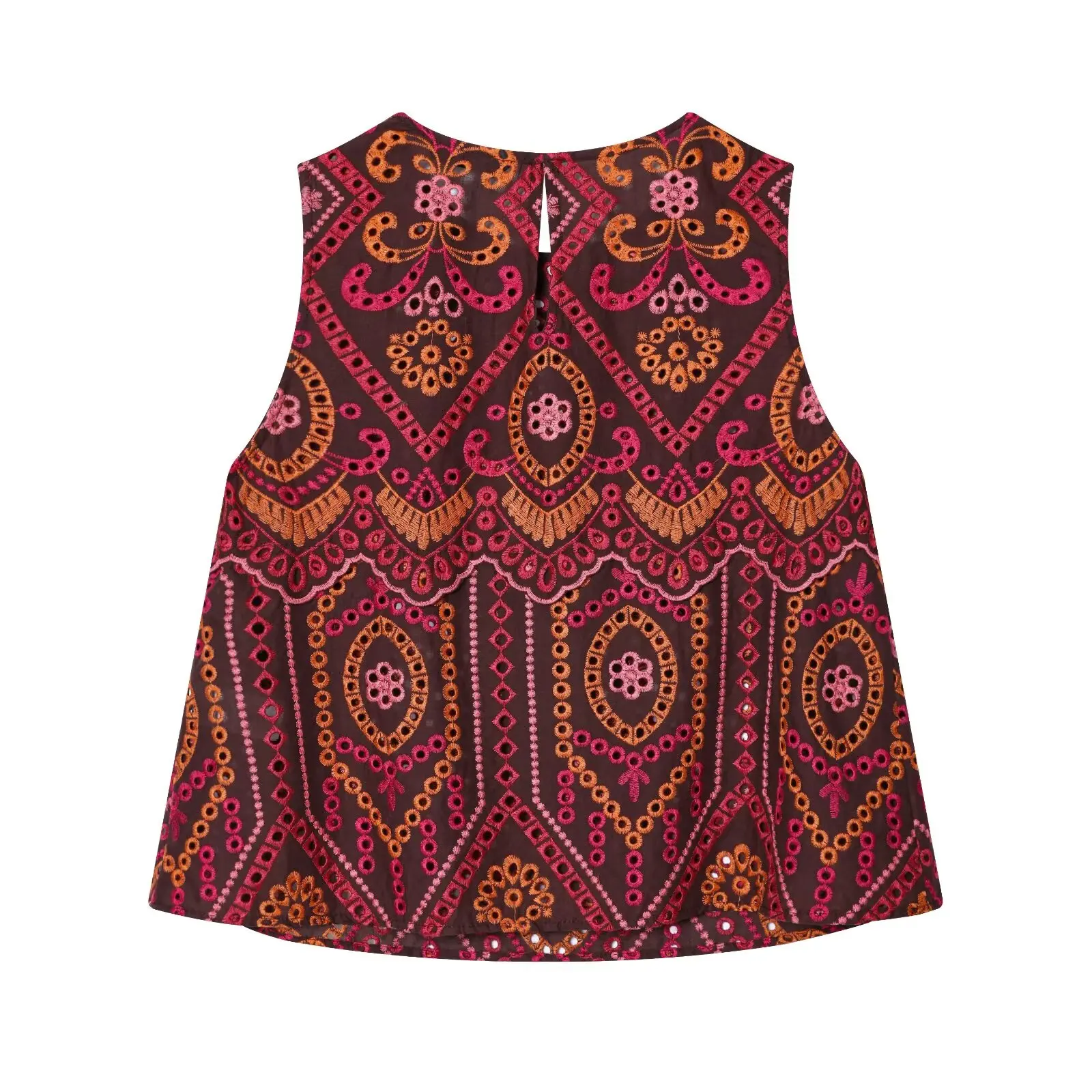 Woman Sexy Fashion Printed Embroidery Hollow Out Sleeveless Short Tops+Long Skirt Women Casual Spring Summer 2 Piece Set