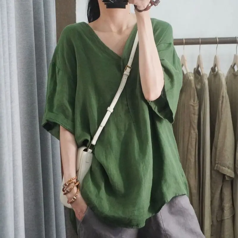 Plus Size Women's Summer Casual Solid Color T-Shirt Comfortable Office Lady Fashion New Arrival Trendy Breathable