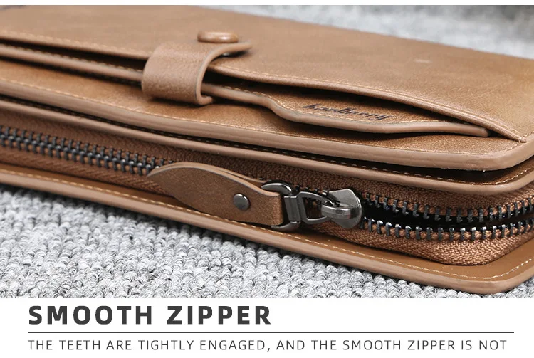 Baellerry Retro Men's Long Wallet Multifunctional Card Holder Mobile Phone Bag High Quality Card Storage Organizer
