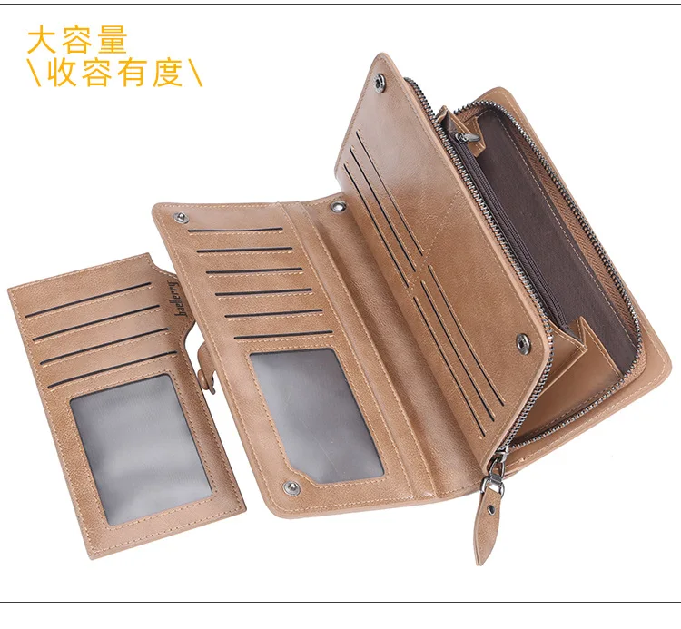Baellerry Retro Men's Long Wallet Multifunctional Card Holder Mobile Phone Bag High Quality Card Storage Organizer