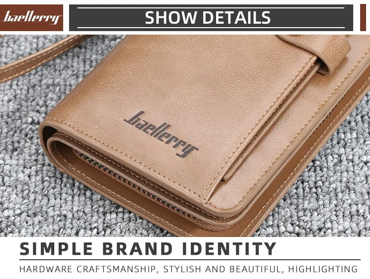 Baellerry Retro Men's Long Wallet Multifunctional Card Holder Mobile Phone Bag High Quality Card Storage Organizer