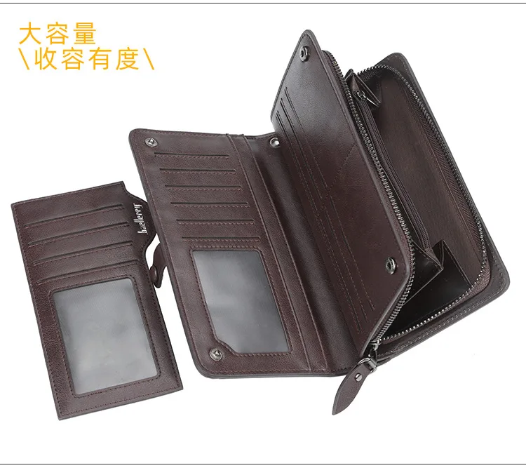 Baellerry Retro Men's Long Wallet Multifunctional Card Holder Mobile Phone Bag High Quality Card Storage Organizer