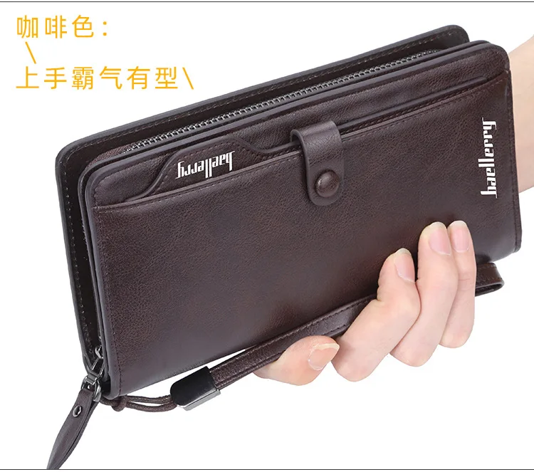 Baellerry Retro Men's Long Wallet Multifunctional Card Holder Mobile Phone Bag High Quality Card Storage Organizer