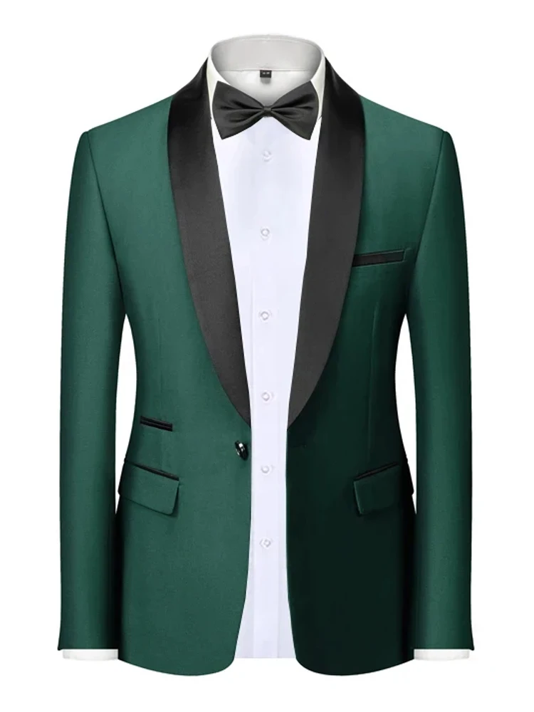EU Size XXS-3XL Men's Black Slim Fit Tuxedo Jacket Elegant Satin Lapel Blazer for Wedding Party Prom Formal Business Event