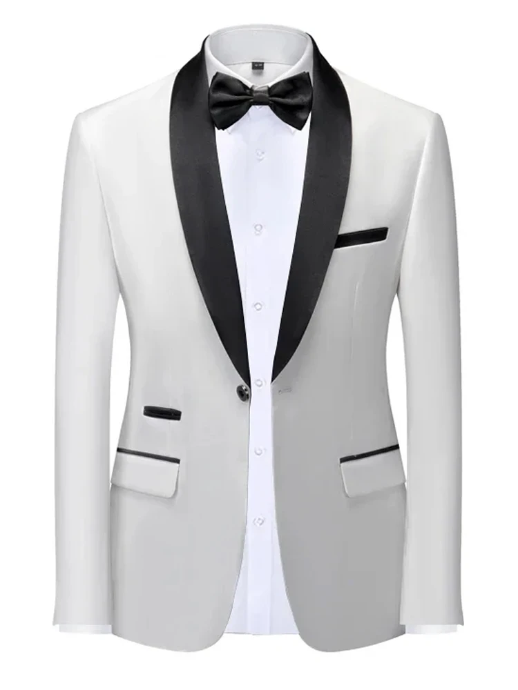 EU Size XXS-3XL Men's Black Slim Fit Tuxedo Jacket Elegant Satin Lapel Blazer for Wedding Party Prom Formal Business Event