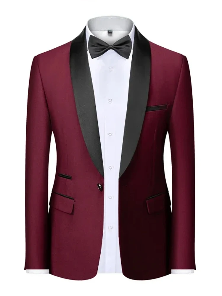 EU Size XXS-3XL Men's Black Slim Fit Tuxedo Jacket Elegant Satin Lapel Blazer for Wedding Party Prom Formal Business Event