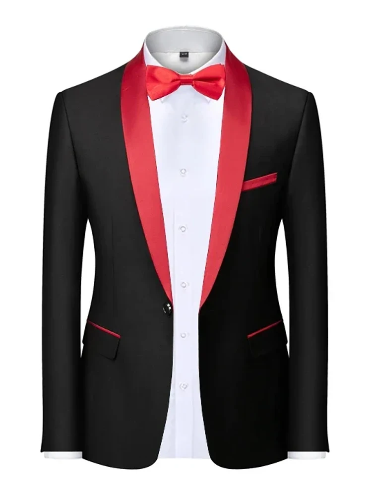 EU Size XXS-3XL Men's Black Slim Fit Tuxedo Jacket Elegant Satin Lapel Blazer for Wedding Party Prom Formal Business Event