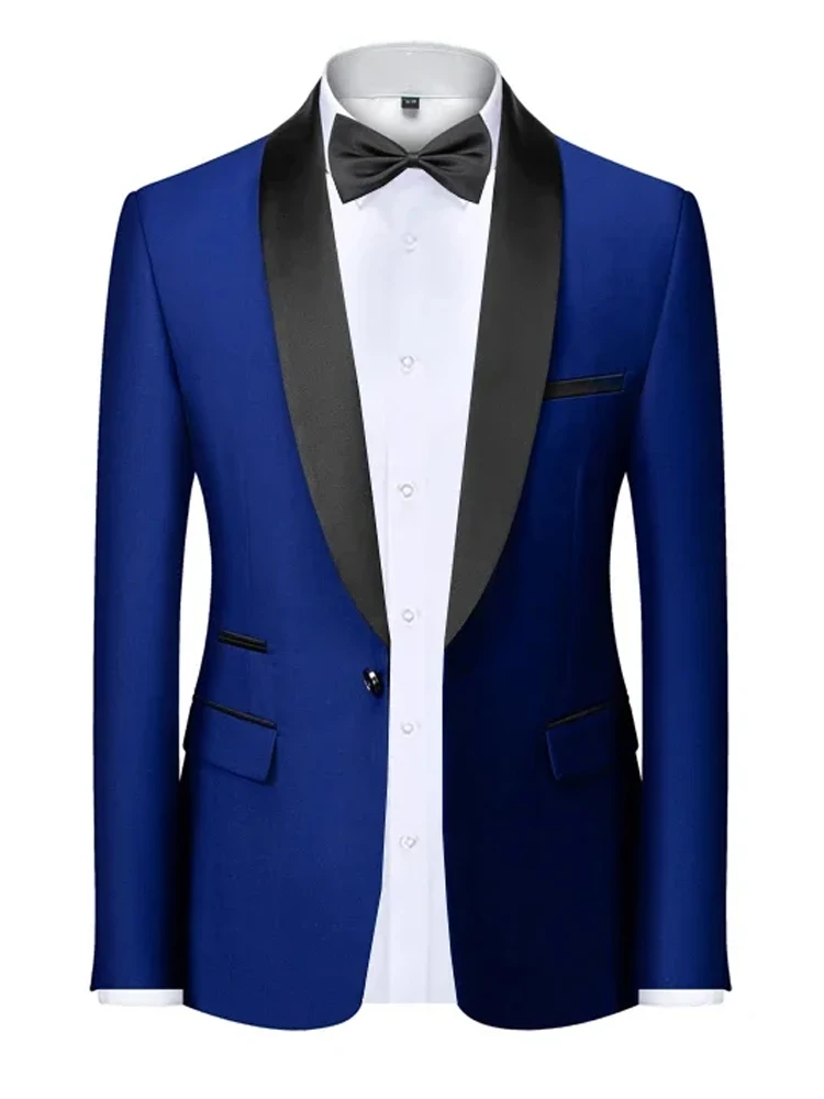 EU Size XXS-3XL Men's Black Slim Fit Tuxedo Jacket Elegant Satin Lapel Blazer for Wedding Party Prom Formal Business Event
