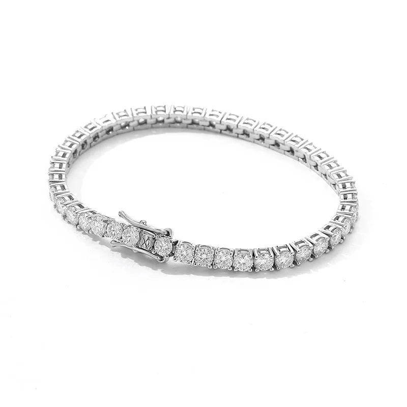 100% S925 Sterling Silver Morganite Bracelet High Quality Stones Classic Punk Jewelry for Both Boys and Girls Creativity Gift