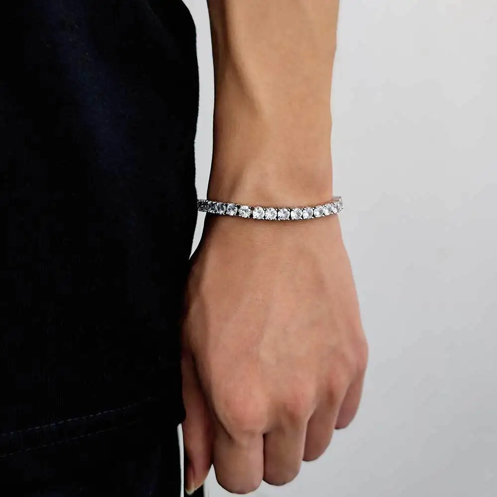 100% S925 Sterling Silver Morganite Bracelet High Quality Stones Classic Punk Jewelry for Both Boys and Girls Creativity Gift