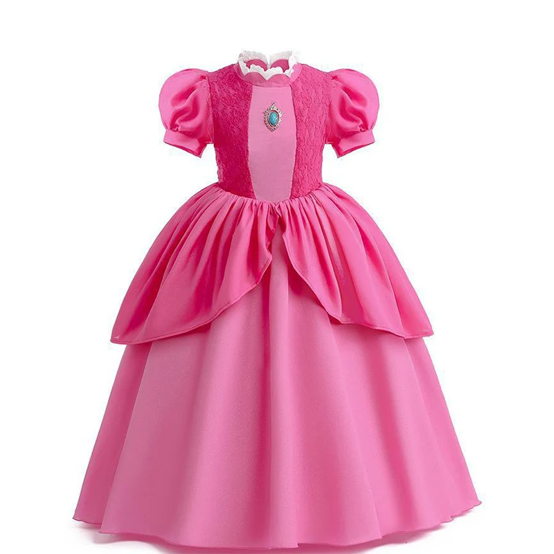 2026 Peach Dresses For Girls Cosplay Princess Costume Clothes Party Halloween Carnival Birthday Dress Kids Vestidos 2-10Yrs