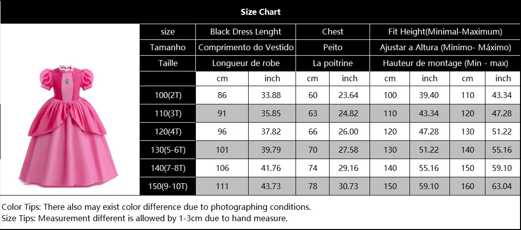 2026 Peach Dresses For Girls Cosplay Princess Costume Clothes Party Halloween Carnival Birthday Dress Kids Vestidos 2-10Yrs