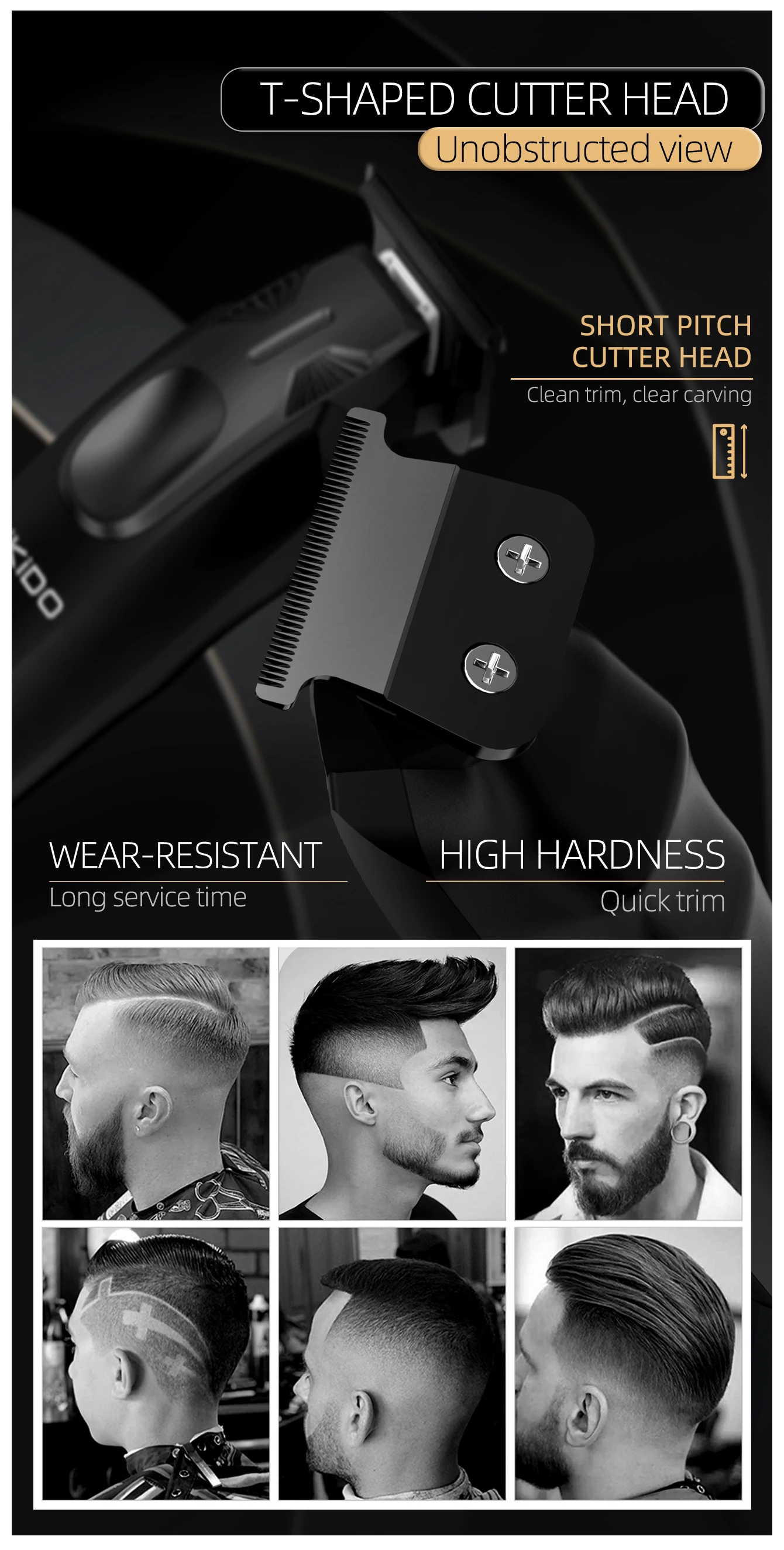 KiKiDo Electric Hair Clipper Cordless USB Rechargeable with 12 Guide Combs LCD Power Display Beard Trimmer Grooming Set