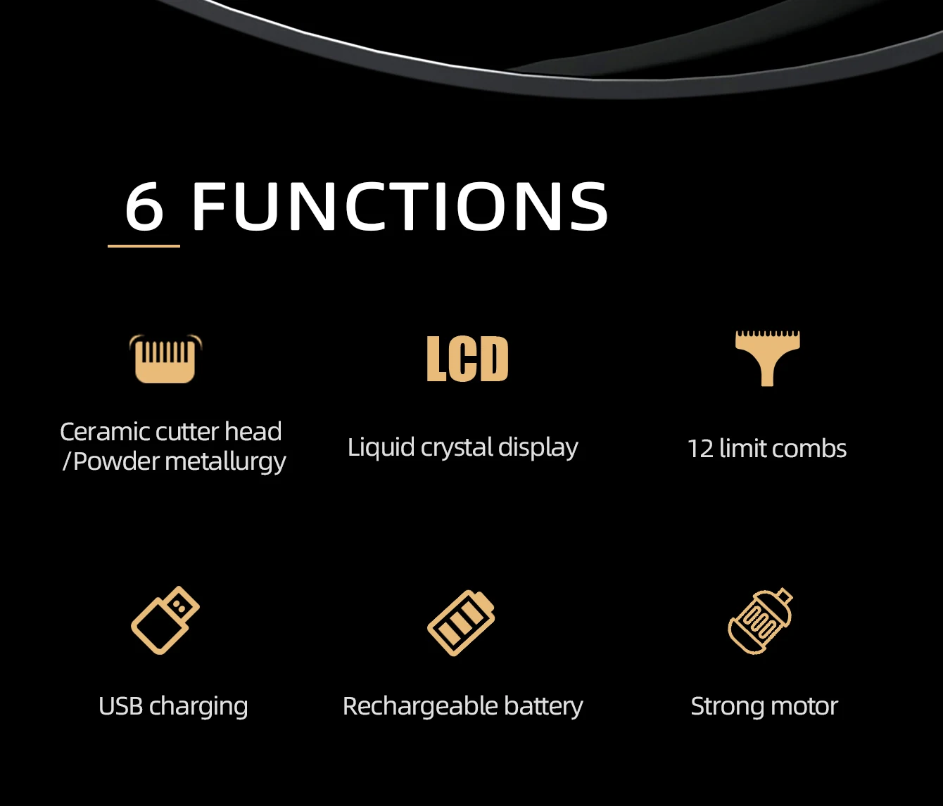 KiKiDo Electric Hair Clipper Cordless USB Rechargeable with 12 Guide Combs LCD Power Display Beard Trimmer Grooming Set