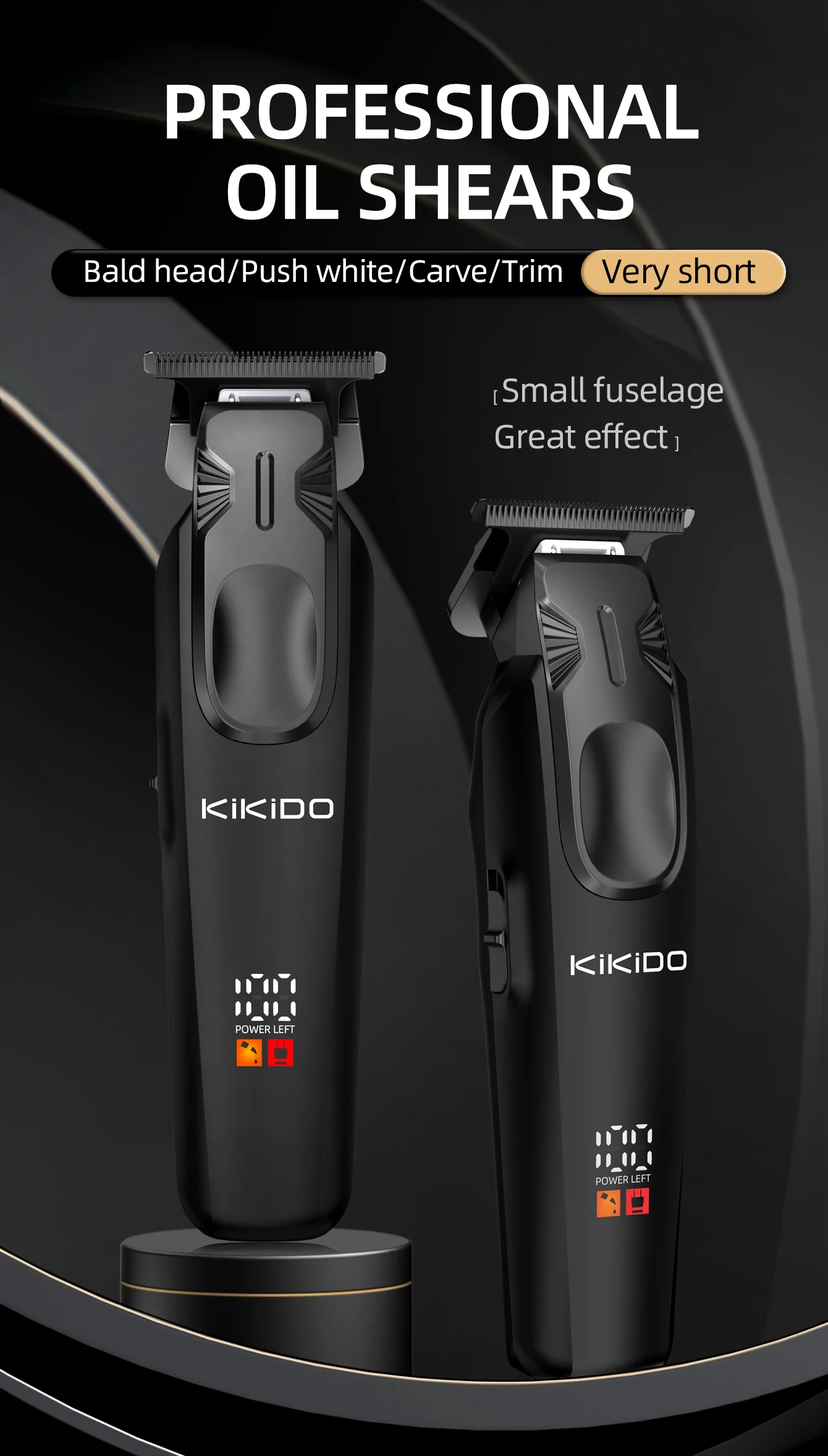 KiKiDo Electric Hair Clipper Cordless USB Rechargeable with 12 Guide Combs LCD Power Display Beard Trimmer Grooming Set