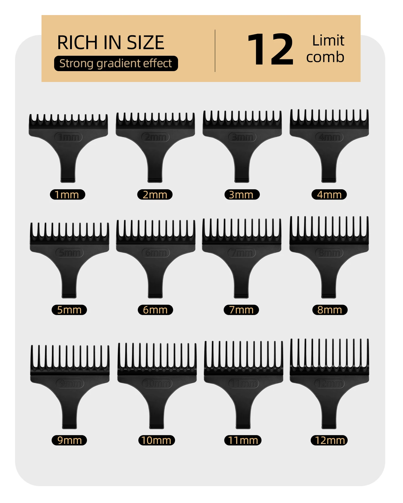 KiKiDo Electric Hair Clipper Cordless USB Rechargeable with 12 Guide Combs LCD Power Display Beard Trimmer Grooming Set