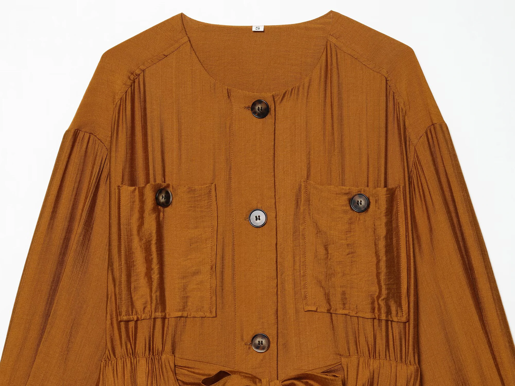 2026 round neck long sleeved hunting suit jacket with waist belt featuring a split hem and hanging high waisted pants set