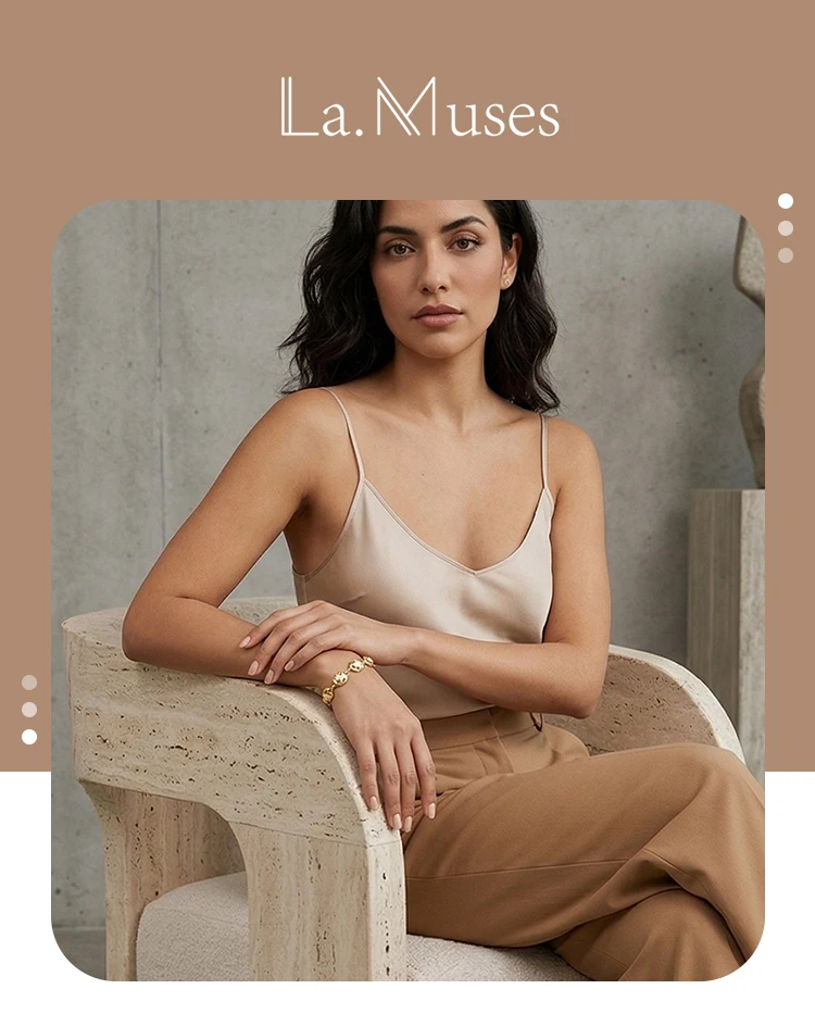 La.Muses Luxury Sparkling Zircon Irregular Stainless Steel Women's Bracelet PVD Gold Plated Fashion Jewelry Accessories