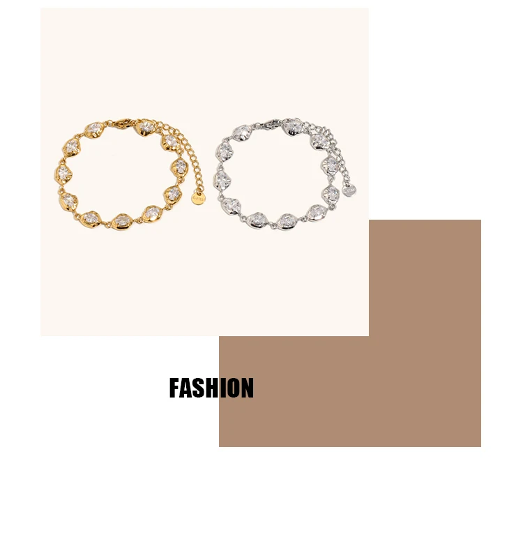 La.Muses Luxury Sparkling Zircon Irregular Stainless Steel Women's Bracelet PVD Gold Plated Fashion Jewelry Accessories