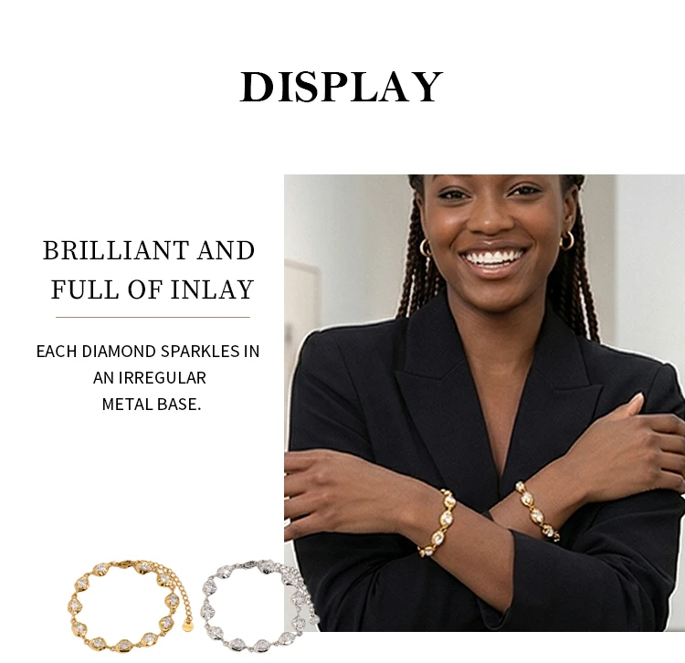 La.Muses Luxury Sparkling Zircon Irregular Stainless Steel Women's Bracelet PVD Gold Plated Fashion Jewelry Accessories