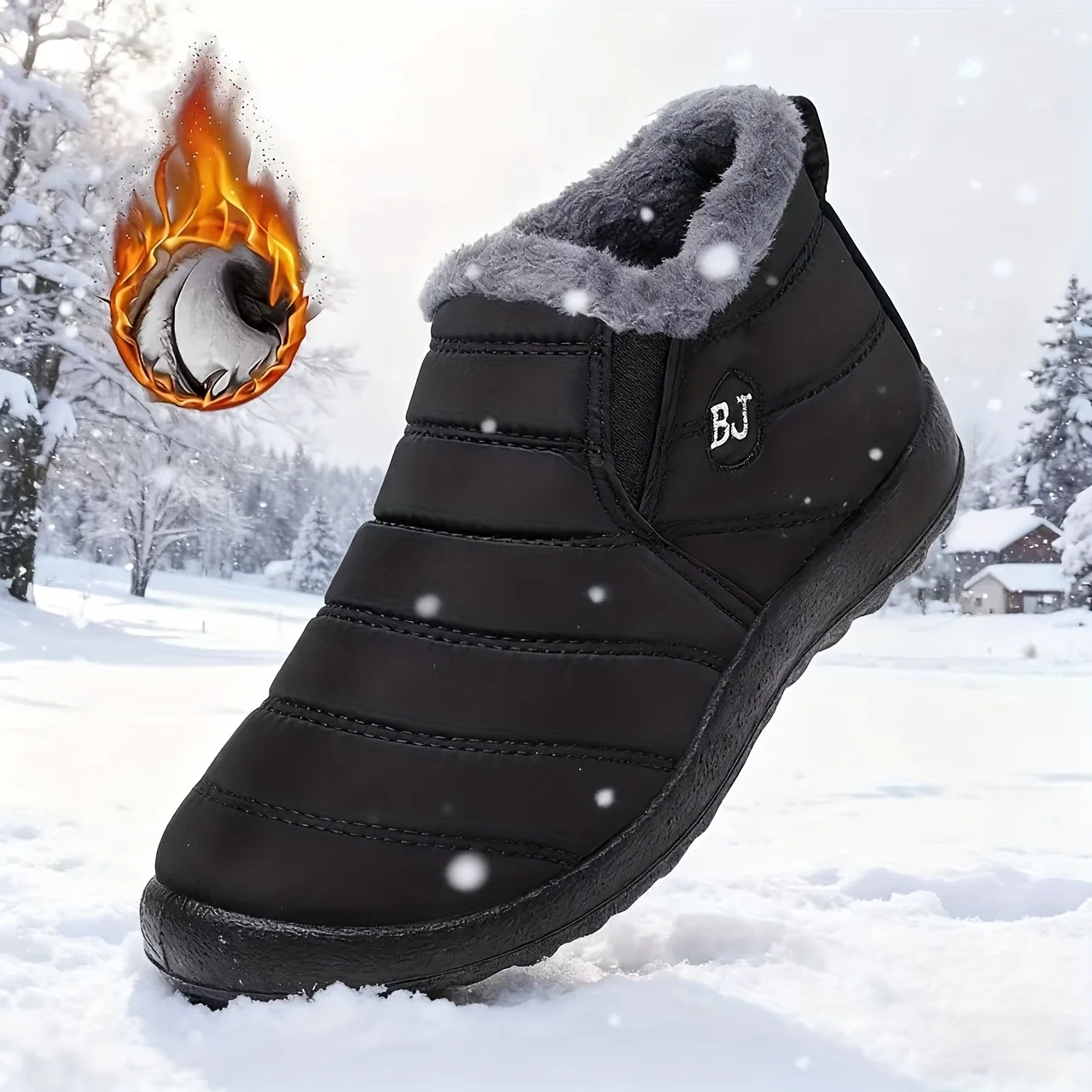 Winter Warm Snow Boots Women Men Arctic Insulation Thick Sole Non Slip Outdoor Booties Comfortable Round Toe PU Sole Shoes