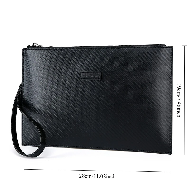 Men Trendy Envelope Clutch Soft Leather Handbag Stylish Business Commute Large Capacity