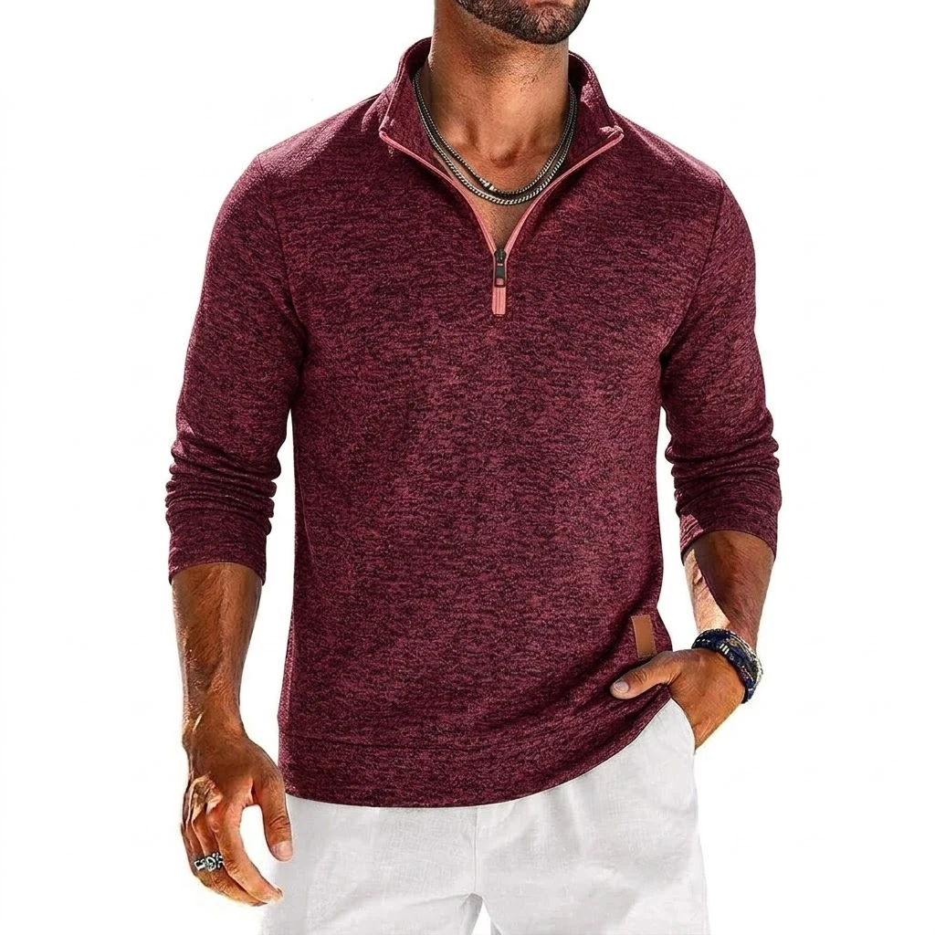 Mens Long Sleeve Quarter Zip Sweatshirt Solid Color Casual Pullover Tops Zip Up Hoodies for Daily and Outdoor Activities Tops