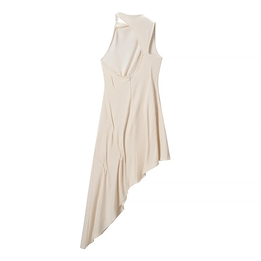 TFAFXY 2026 Summer Chic Sexy Club Women Dress Solid Pleated Vest Asymmetry Dress New Fashion Party Female Dress