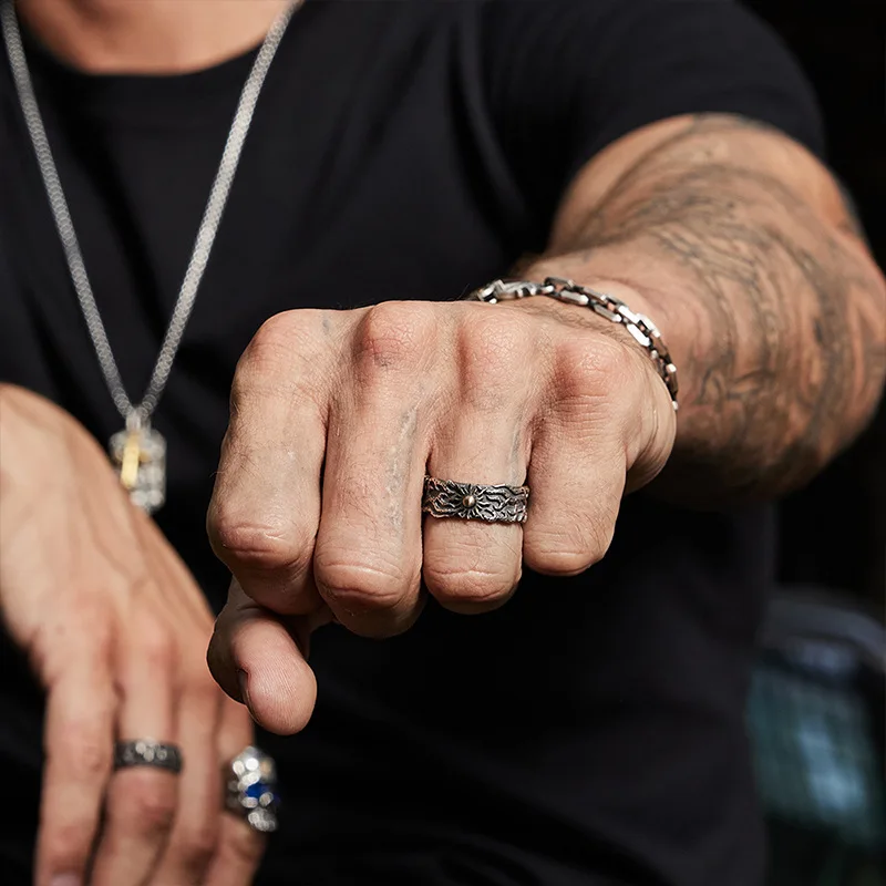 Buyee 925 Sterling Silver Male Ring Finger Elegant Golden Sun Open Ring for Man Fashion Unique Fine Jewelry Circle