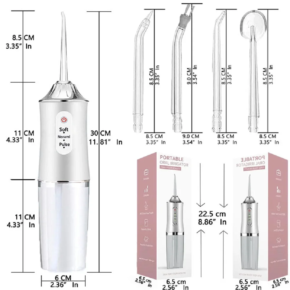 Water Flossers Portable Dental Irrigator Cordless Floss Irrigators Jet Rechargeable Oral Flossers Black Sets for Adults Braces