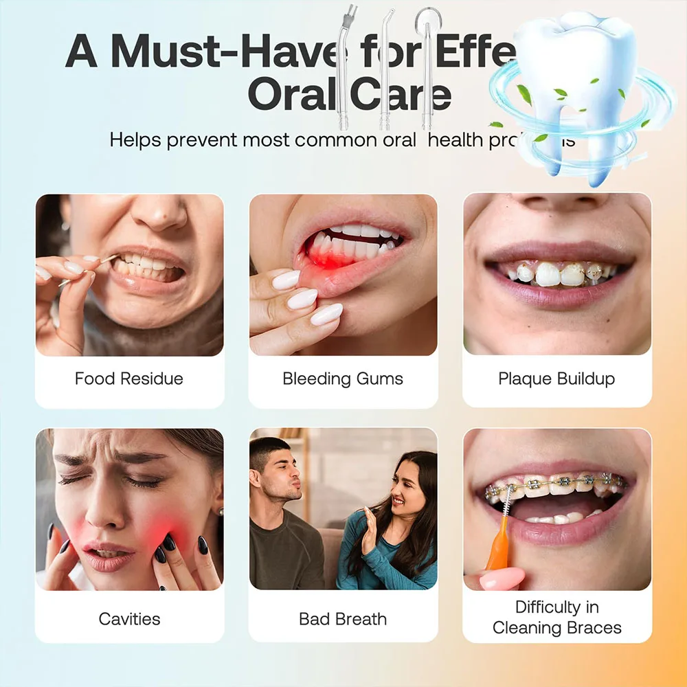 Water Flossers Portable Dental Irrigator Cordless Floss Irrigators Jet Rechargeable Oral Flossers Black Sets for Adults Braces