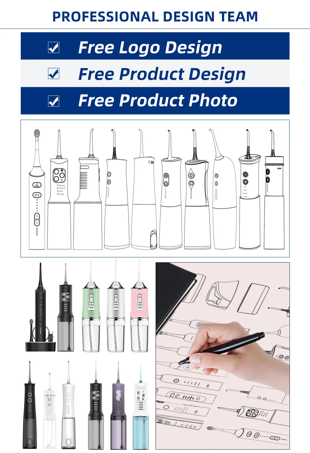 Water Flossers Portable Dental Irrigator Cordless Floss Irrigators Jet Rechargeable Oral Flossers Black Sets for Adults Braces