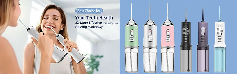 Water Flossers Portable Dental Irrigator Cordless Floss Irrigators Jet Rechargeable Oral Flossers Black Sets for Adults Braces