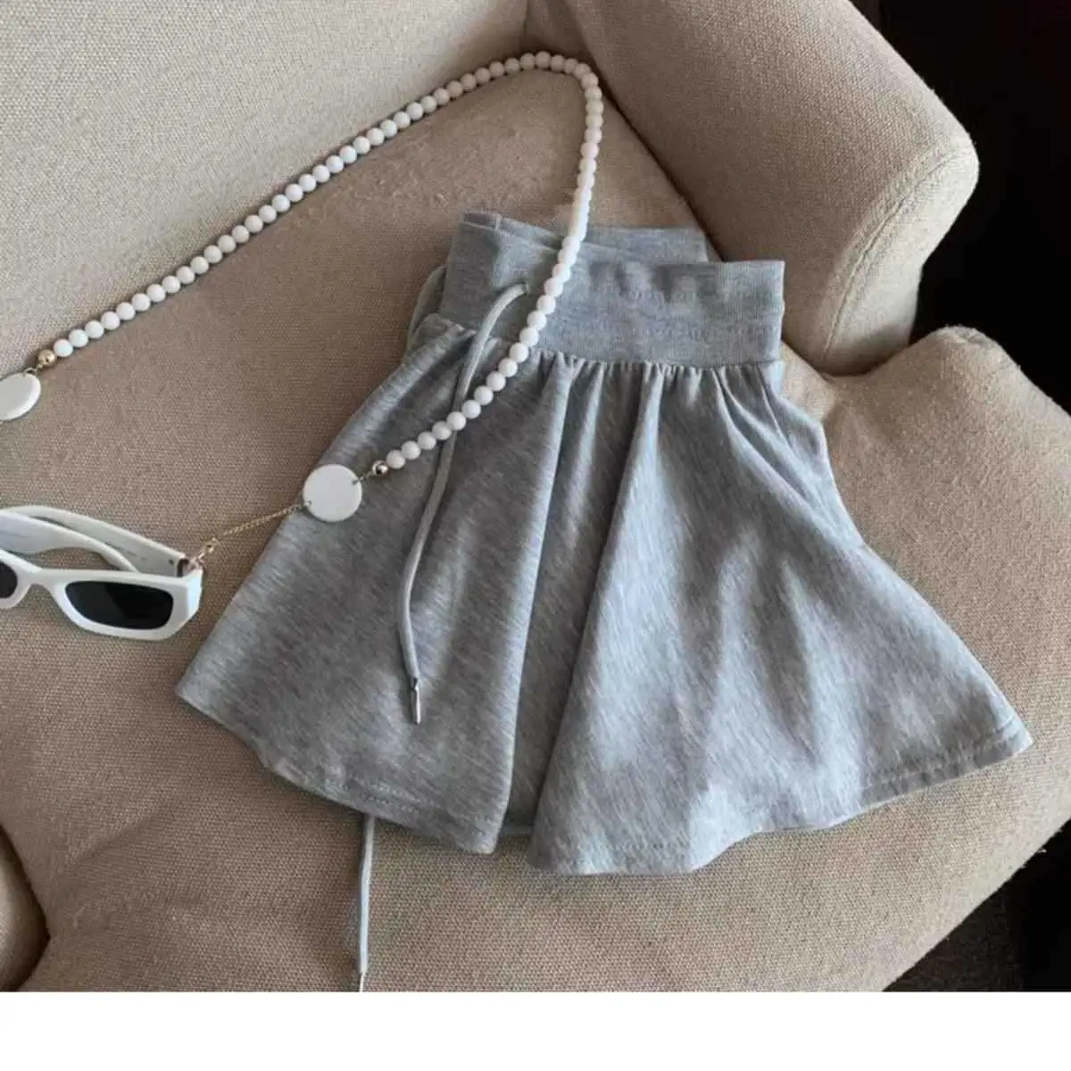 2025 Summer Women Ballet Drawstring High Waist A Line Skort Anti Exposure Slim Fit Casual All Match Fashion Streetwear Skorts