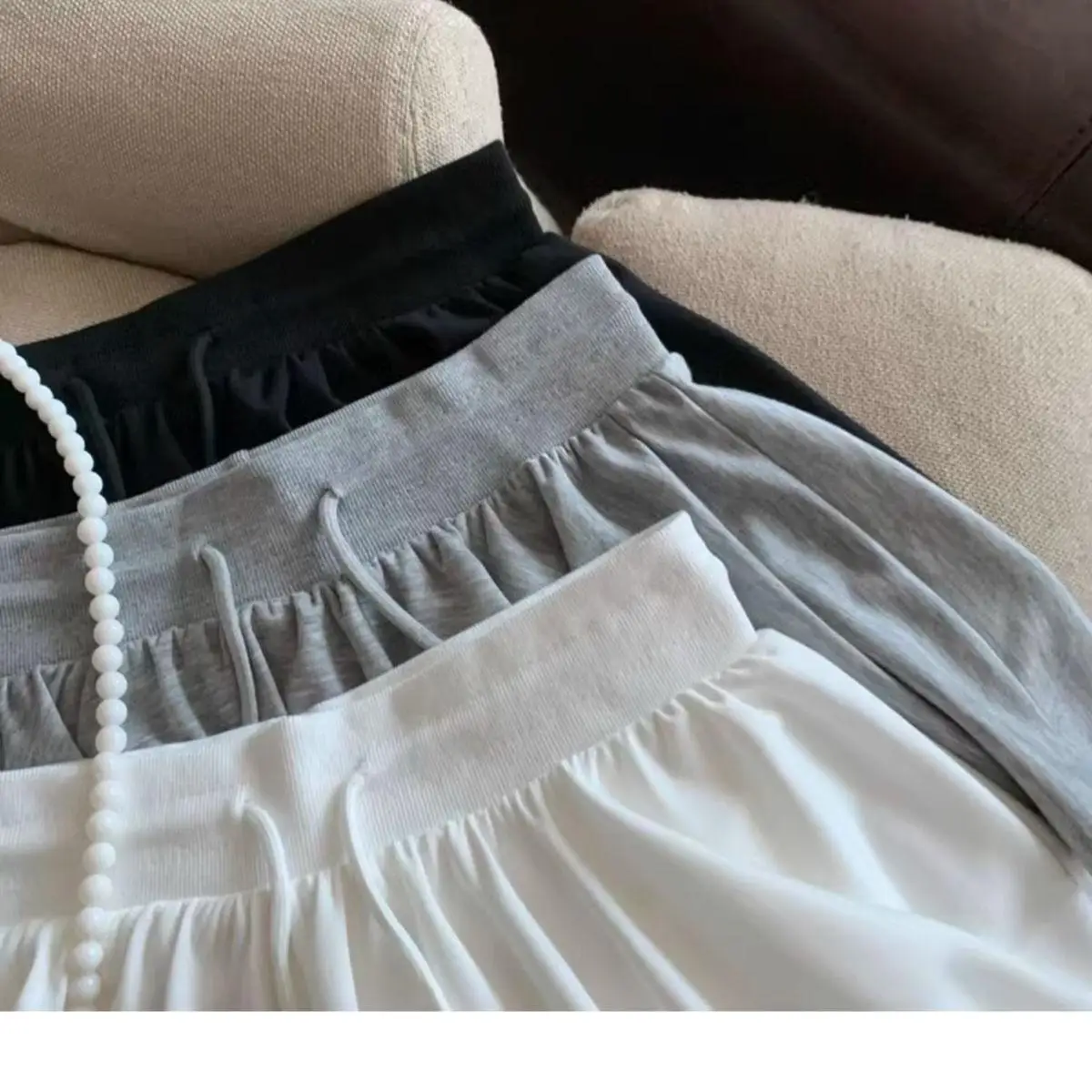 2025 Summer Women Ballet Drawstring High Waist A Line Skort Anti Exposure Slim Fit Casual All Match Fashion Streetwear Skorts