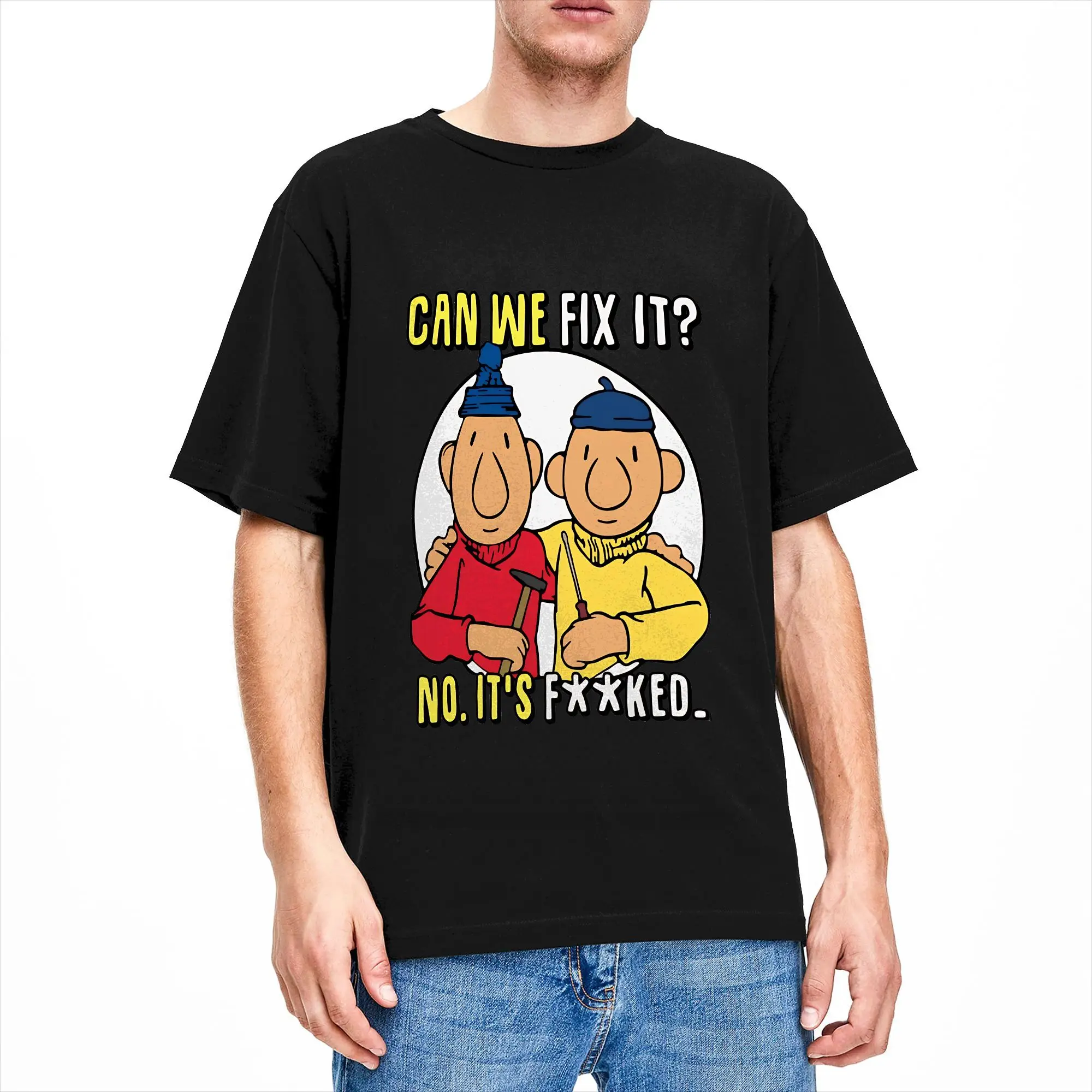 Pat and Mat Can We Fix It Men's T Shirt Novelty Tee Shirt Short Sleeve O Neck T-Shirt 100% Cotton Gift Idea Clothes