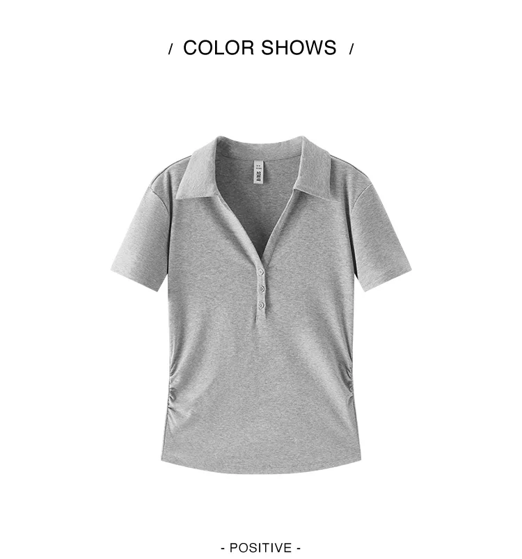 Semir Women Polo Shirt Short Length Ruched Slim Fit Standard Shoulder Cool Feeling 2026 Summer Temperament Versatile Fashion Top