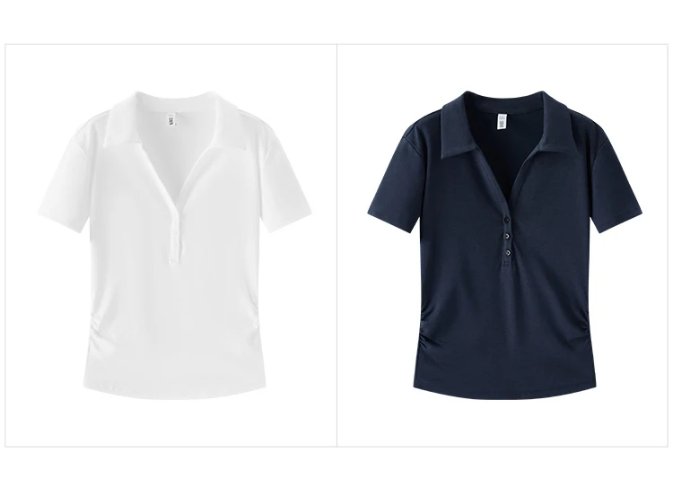 Semir Women Polo Shirt Short Length Ruched Slim Fit Standard Shoulder Cool Feeling 2026 Summer Temperament Versatile Fashion Top