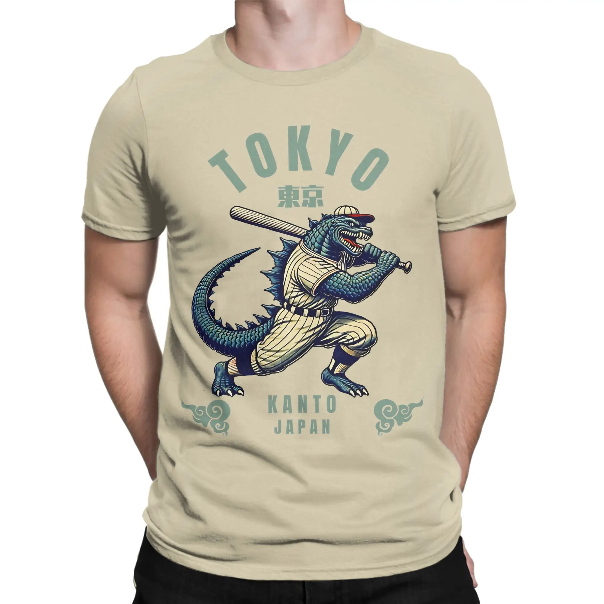 Tokyo Baseball Japanese Godzillaed T Shirt for Men Cotton Humor T-Shirts Crew Neck Tees Short Sleeve Clothing Gift Idea