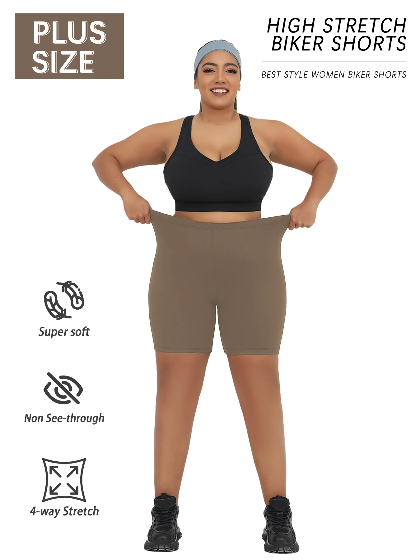 Plus Size Biker Shorts for Women Super Soft No See Through Workout Running Yoga Home Lounge Wear Leggings