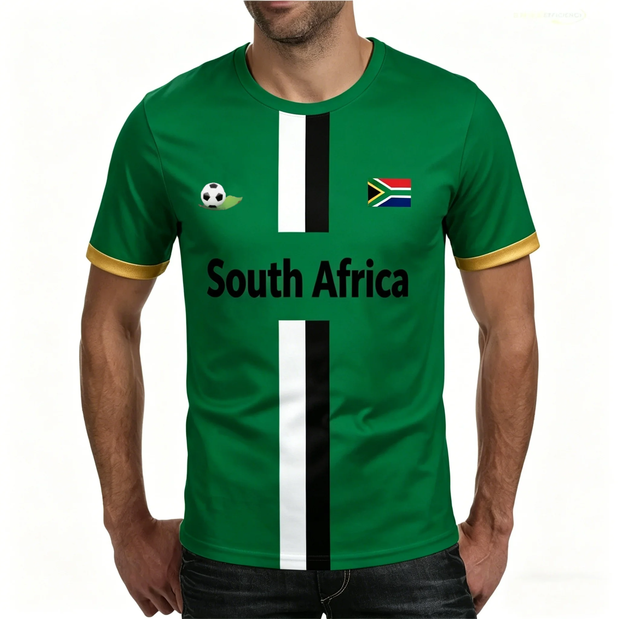 South Africa Football T Shirts Summer Fashion Short Sleeve South Africa Flag 3D Printed T-shirts Casual O Neck Loose Mens Tees