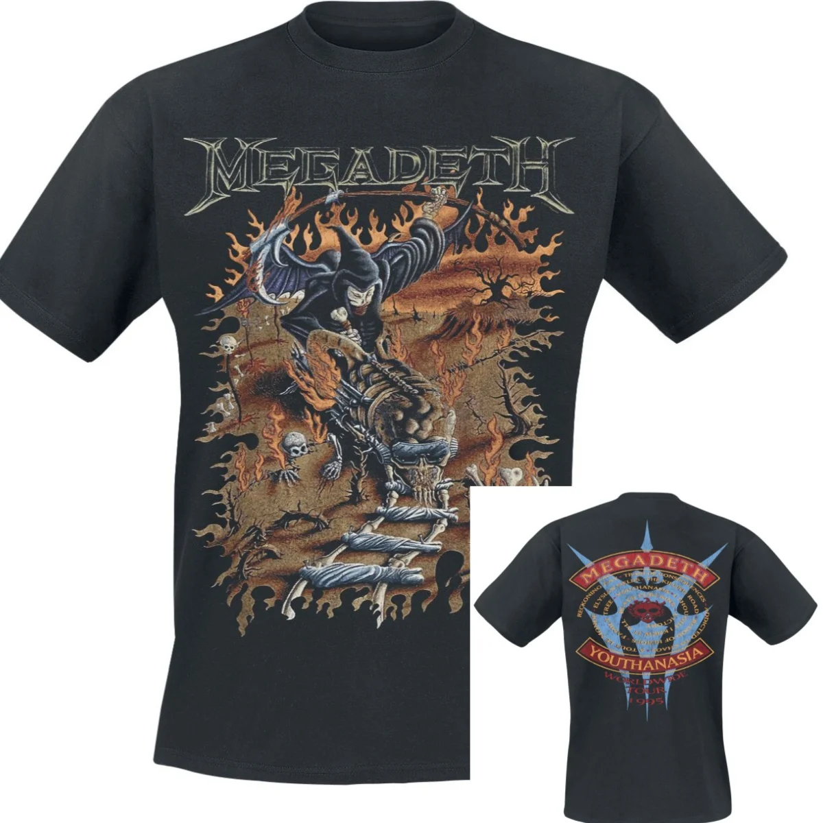 2026 Large Rip Nuclear Logo Megadeth T-Shirt Men Women Vintage Metal Rock Band Graphic Tee Cotton Summer Streetwear Top